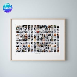 Wedding Gift Photo Collage For Husband Gift For Wife 1 Year Anniversary Together Minimalist Grid Design Anniversary Collage Printable