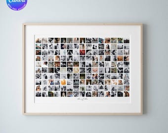 Hochzeitsgeschenk Fotocollage für Mann Geschenk für Frau 1 Jahr Jahrestag Zusammen Minimalist Grid Design Jahrestag Collage Printable