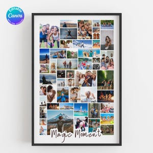Personalised Huge Editable Family Travel Vacation Photo Collage Template for 50 Photos Poster Storyboard Memorise Custom Personal photo gift