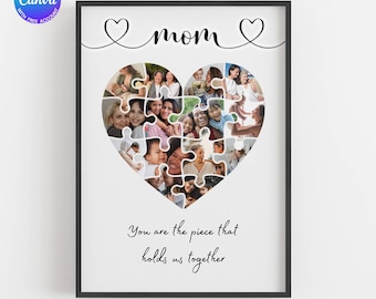 Custom Mum Birthday Gift Photo Collage Canva Template Gift for Mother Mother's Day Gift Birthday Present Edit Yourself DIY Download
