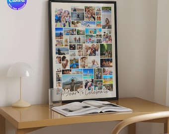Photo Collage Canva Template Poster Picture Display Customizable Editable Sign Template Family Wedding Funeral Sentimental Custom Gift Idea