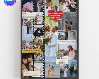 Couples Photo Collage Canva Template Anniversary Gift Editable Love Quote Collage Printable Custom Photo Gift for Boyfriend or Girlfriend