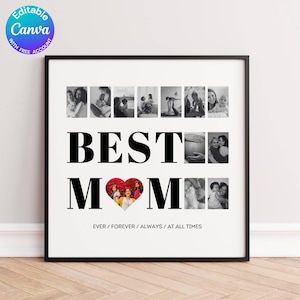 Custom Mama Photo Collage TEMPLATE, Gift for Mother, Mother&#39;s Day Gift, Birthday Present, Edit Yourself DIY Download, Canva Template