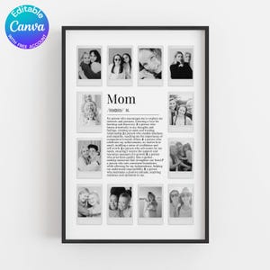 Mom photo collage customizable editable Printable Mother&#39;s Day Gift for mom Picture with message Gift for her Canva template