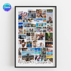Photo Collage Canva Template Poster Picture Display Customizable Editable Sign Template Family Wedding Funeral Sentimental Custom Gift Idea