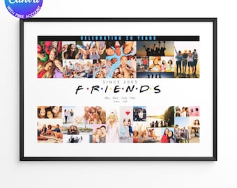 Personalized Friend Photo Collage Print, Custom Friendship Wall Art (Digital Download)