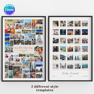 Personalized Polaroid Photo Collage Frame Anniversary Template Anniversary Gift for Boyfriend Huge  Editable Family Travel Memories Poster