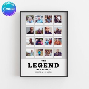 Collage photo personnalisé de retraités, cadeau collègue de patron, panneau de fête de départ en retraite, cadeau d'adieu, cadeau photo de retraite personnalisé, collègue femme homme