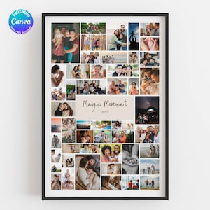 Personalised Huge Editable Family Travel Photo Collage Template for 50 Photos Poster Size Storyboard Memorise Custom Personal photo gift