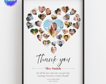 Personalized Teacher Thank You Custom Photo Collage Gift (Digital Download Editable Template Multiple Sizes Available)