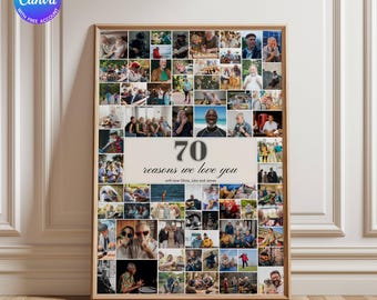 Modello personalizzato per collage fotografico del 70° compleanno (download digitale)