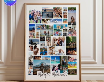 Personalised Photo Collage Template, Photo Collage Gifts, Photo Collage Frame, Family Photo Print,  Memory Photo Collage, Canva Collage