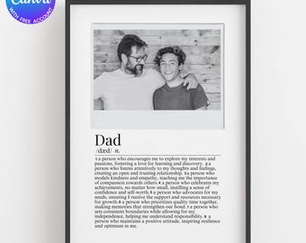 Fotokollage med definitionen av pappa, fars dag-present (Canva-mall, digital nedladdning)