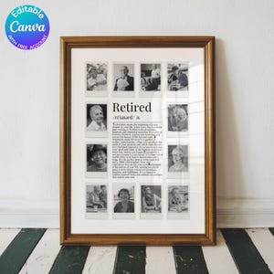 Collage photo personnalisé de retraités, cadeau collègue de patron, panneau de fête de départ en retraite, cadeau d'adieu, cadeau photo de retraite personnalisé, collègue femme homme