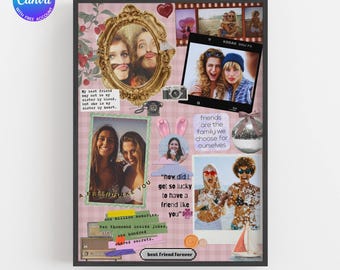 Unique Birthday Gift For Best Friend Photo Collage Gift For Bestie Personalized Friendship Gift Custom Quote Wall Art For Best Friend