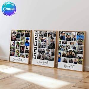 Graduation Photo Collage Canva Editable Template Set, Graduation Welcome Sign, Senior Class of 2025 Milestone Gift, Graduation Party Poster