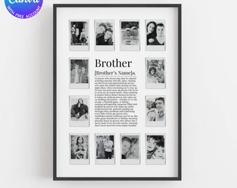 Personalisierte Foto-Collage Geschenke für Bruder Definition druckbare Wandkunst Digital, Foto-Gedenkstätte, kundenspezifische Foto-Collage Geschenke für Bruder