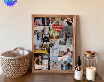 1 Year Anniversary Photo Collage Template, Gift For Boyfriend, Couple Anniversary Photo Gifts (Canva Digital Download)