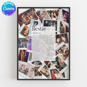 Custom Polaroid Print Frame Wall Art, Gifts for Best Friend Female, Best Friend Gift, Birthday Gift for Her, Digital Download, Big Polaroid