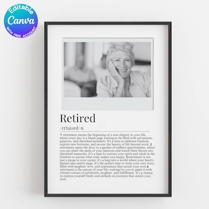 Ruhestand Geschenke für Mitarbeiter, Ruhestand Geschenke für Frauen, Ruhestand Foto Collage Canva Vorlage, anpassbar, Ruhestand Mitarbeiter