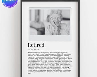 Retirement gifts for women coworker, retirement gifts for women, Retired Photo Collage Canva Template, Customizable, retirement employee