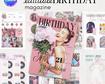 Custom Birthday Magazine Template for Best Friend | Birthday Prinable Editable Canva Gift | Personalized Girl Roommate Birthday Keepsake