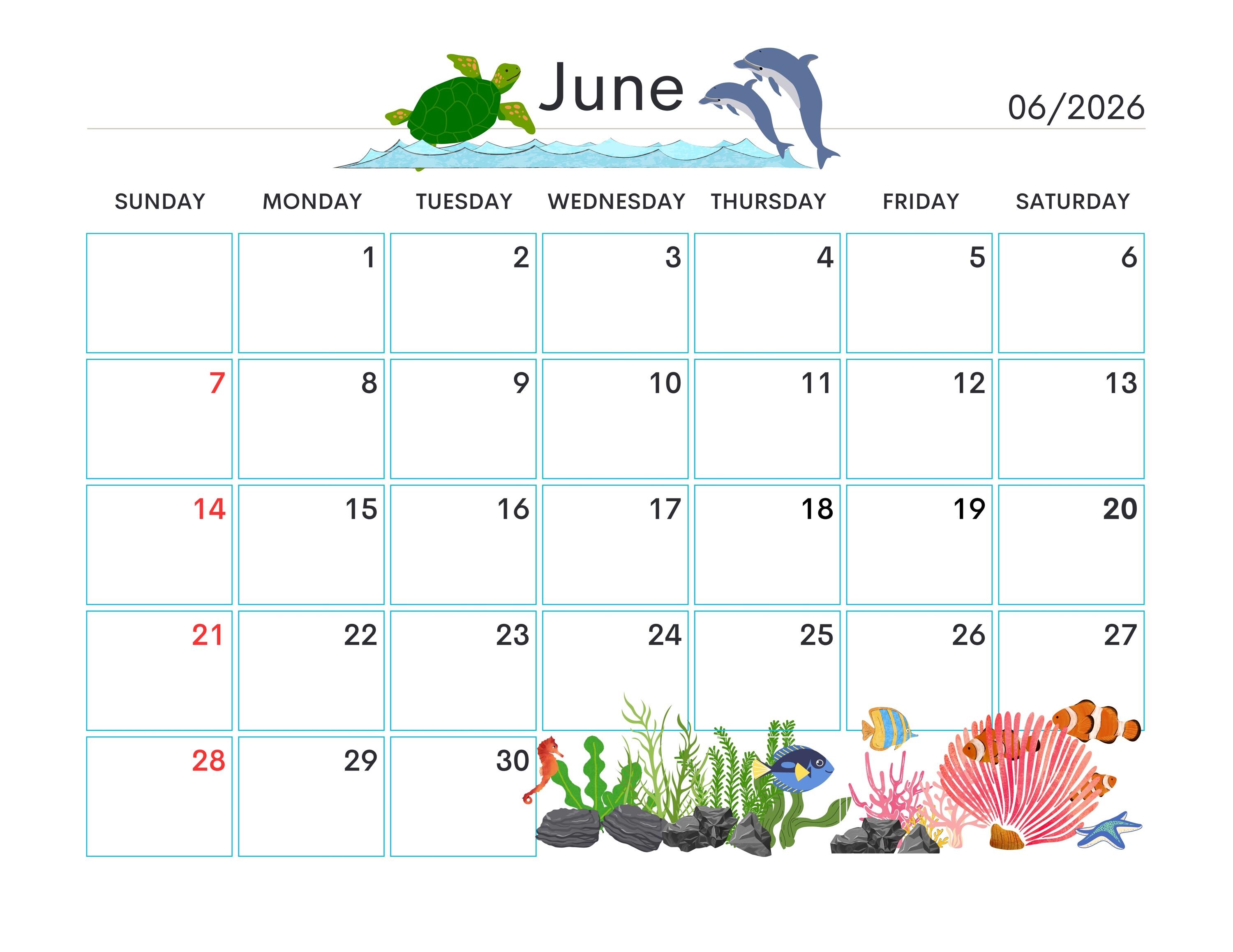 2026 Calendar Printable Cute Kids Calendar 2026 Wall Calendar PDF ...