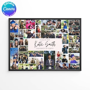 Graduation Photo Collage Poster Sign Template, High School University Party Poster Display, Graduation Gift for Seniors Class of 2025 Board