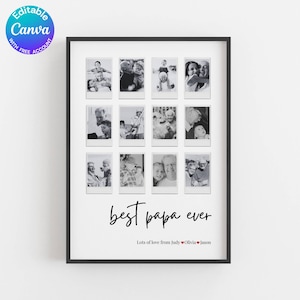 Papa Photo Frame, PaPa Photo Collage, Dad Photo Print, Special Gift For Dad, Papa Present, Editable Papa Photo Collage, Instant Download