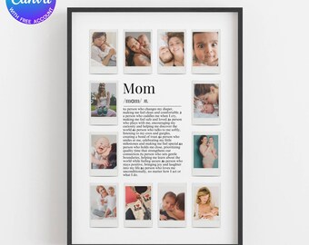 Personalized Mom Photo Collage, Mother's Day Gift (Canva Template, Digital Download)