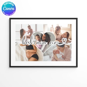 Mom photo collage customizable editable Printable Mother&#39;s Day Gift for mom Picture with message, Gift for her, first Mother&#39;s day
