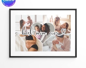 Mom photo collage customizable editable Printable Mother&#39;s Day Gift for mom Picture with message, Gift for her, first Mother&#39;s day
