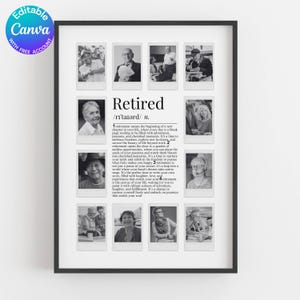 Collage photo personnalisé de retraités, cadeau collègue de patron, panneau de fête de départ en retraite, cadeau d'adieu, cadeau photo de retraite personnalisé, collègue femme homme