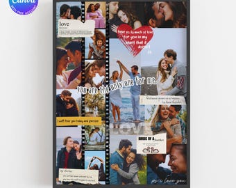 Custom Printable Couple Photo Collage Gift For Girlfriend Anniversary Gift for Husband Gift for Wife Engagement Gift Couple Gift Idea