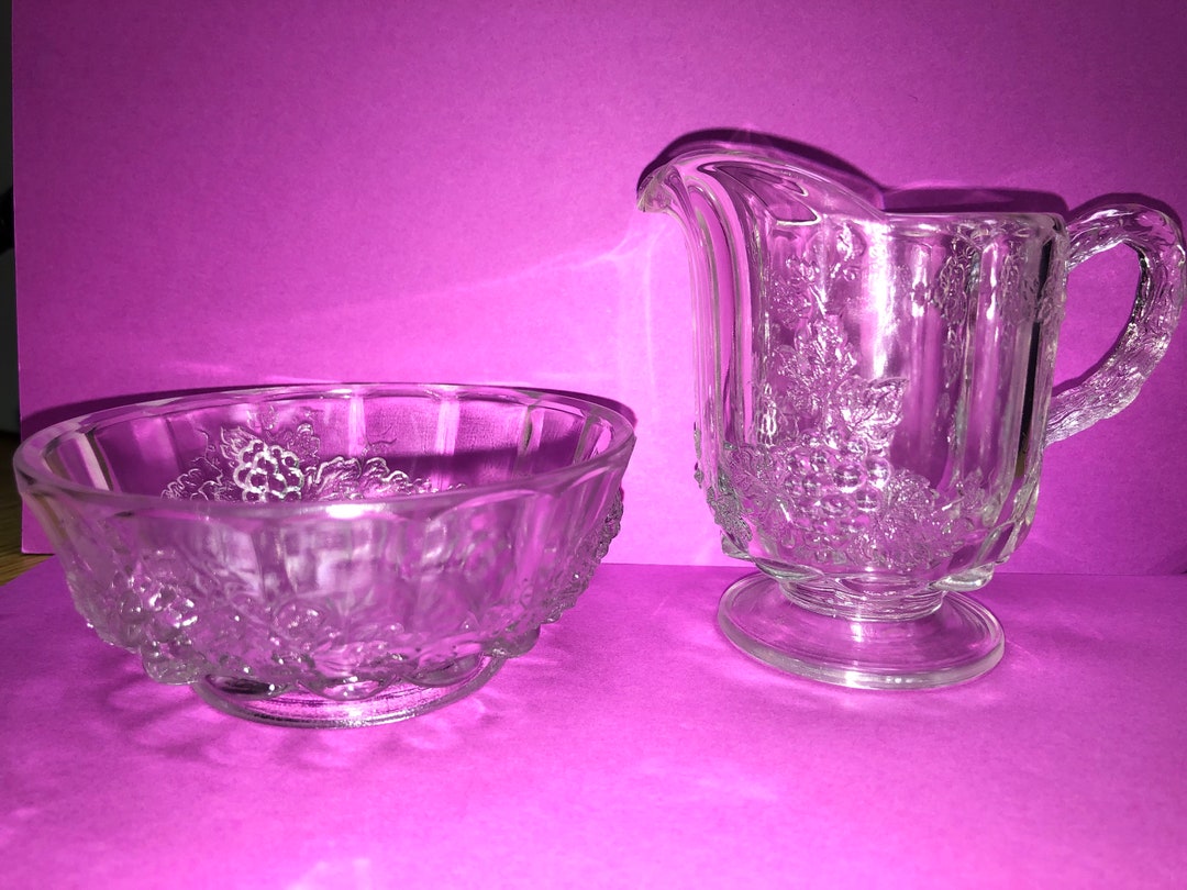 EAPG Creamer & Sugar Bowl Heavy Paneled Grape Kokomo Etsy