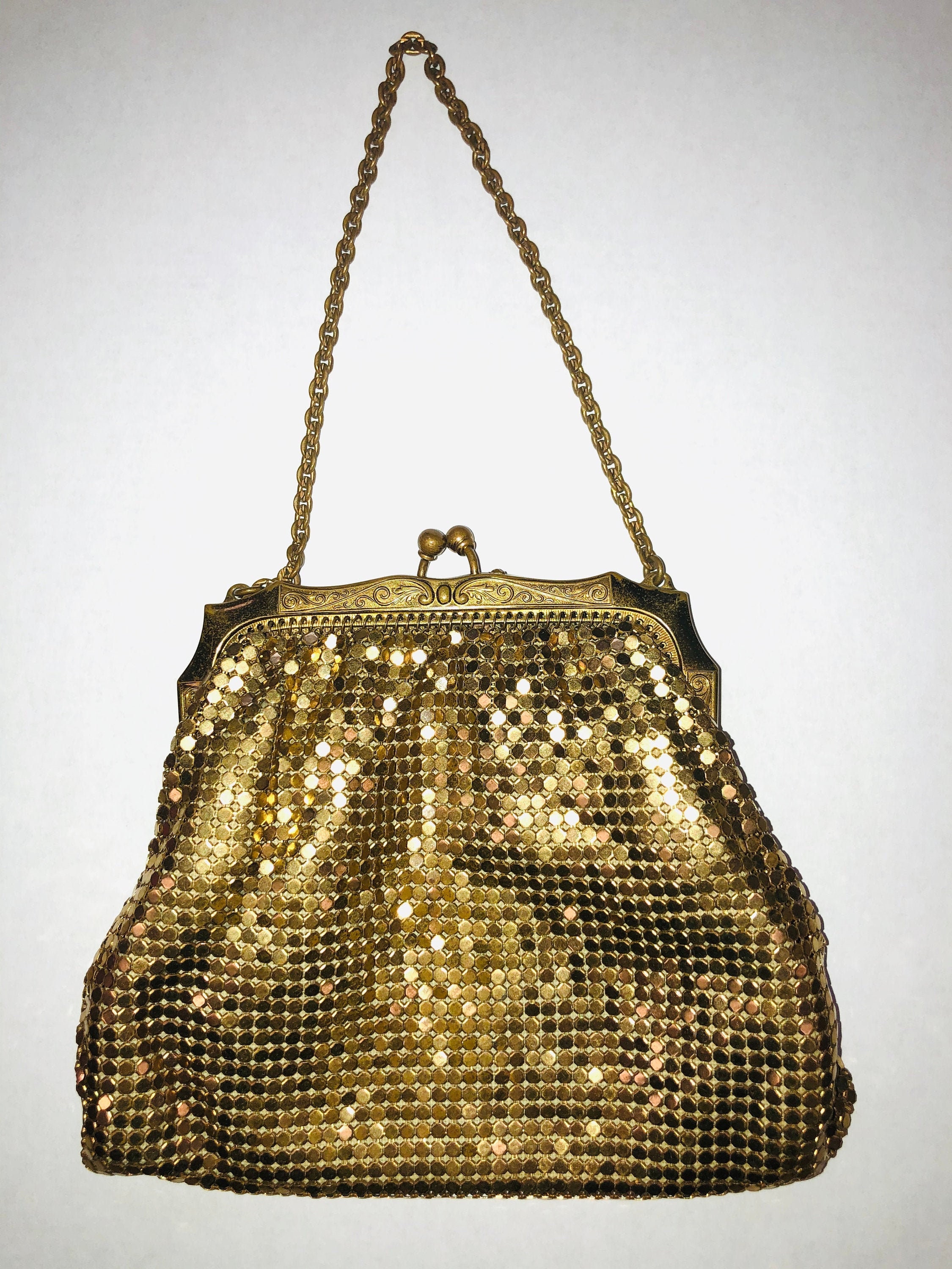 Whiting & Davis Co mesh Gold Tone VINTAGE Bag 1930s1940s Art Deco / Flapper Etsy