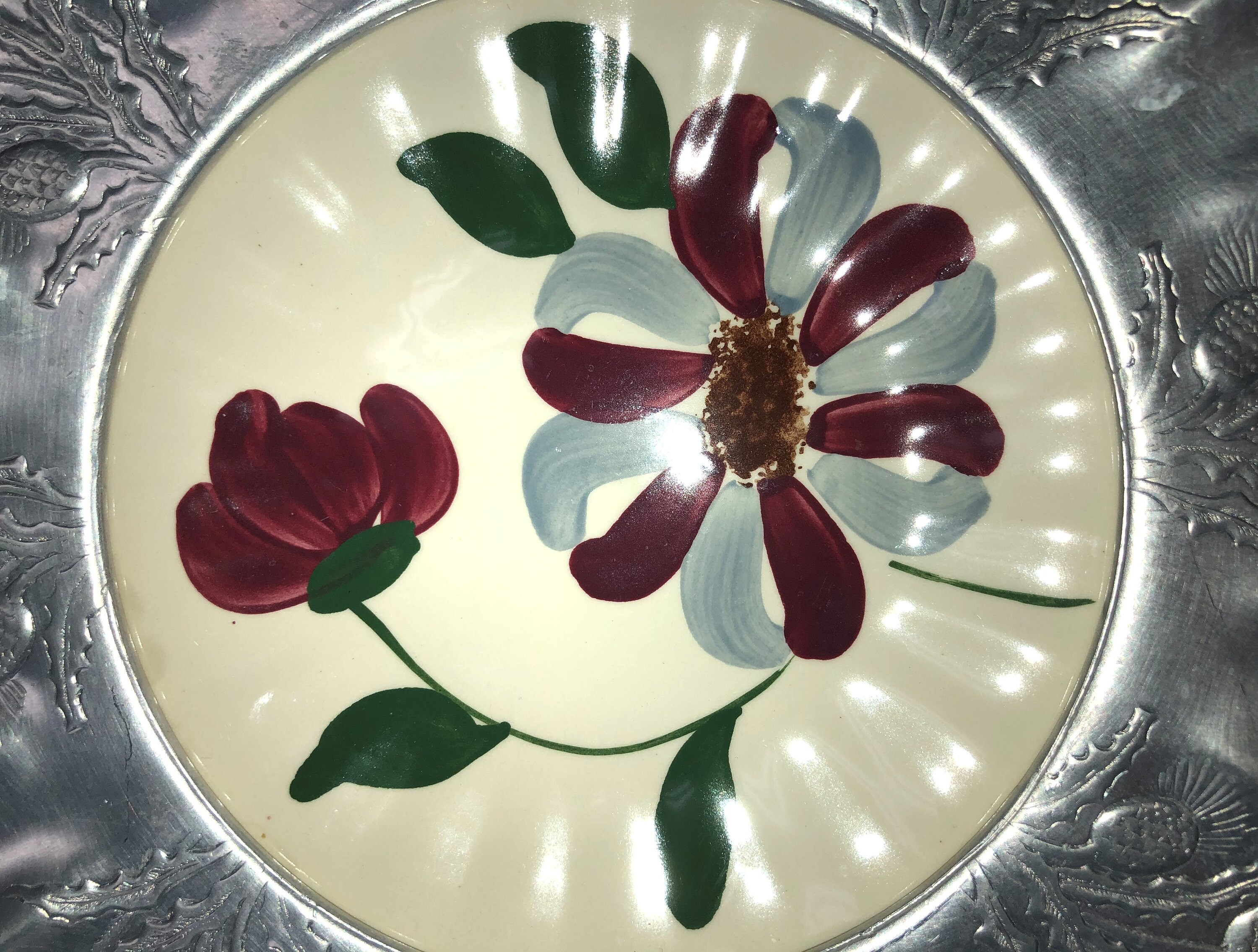 Vintage BLUE RIDGE Aluminum Embossed Thistle Plate Ceramic - Etsy.de