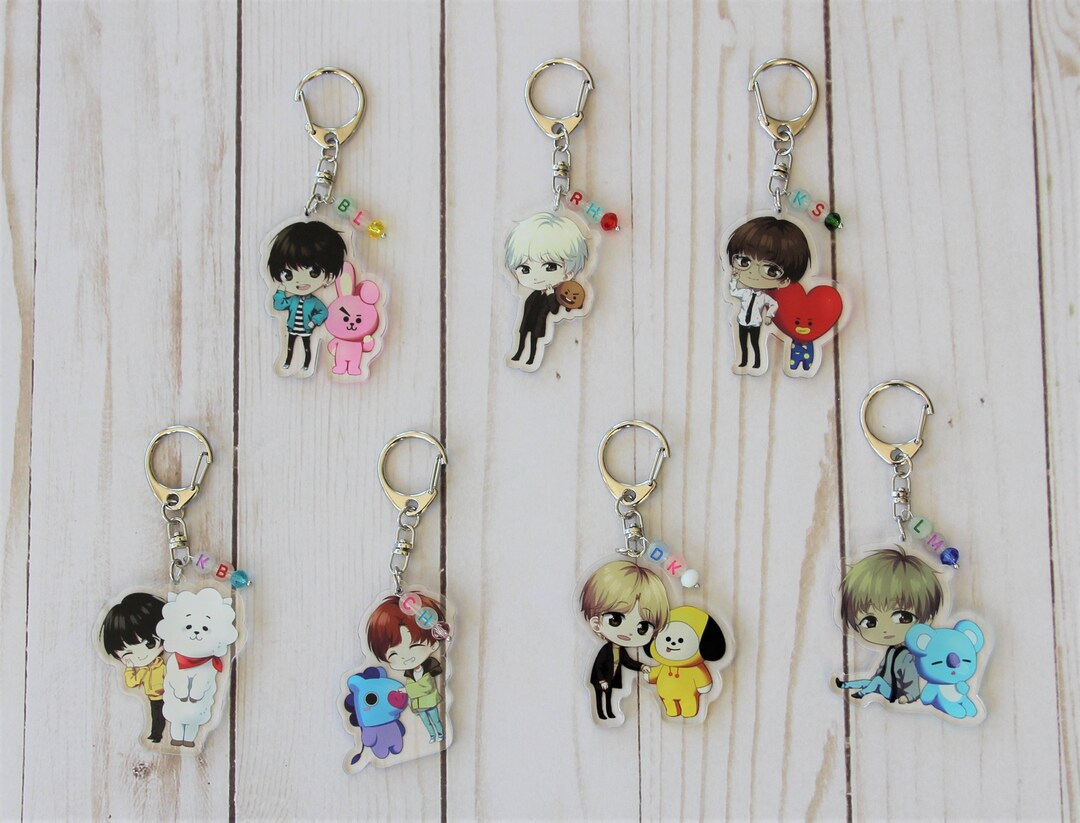BTS BT21 Keychain Personalized Kpop Accessory Tinytan Key Ring Bangtan Boys Gift for Kpop Fan Jungkook J hope Tata Etsy UK