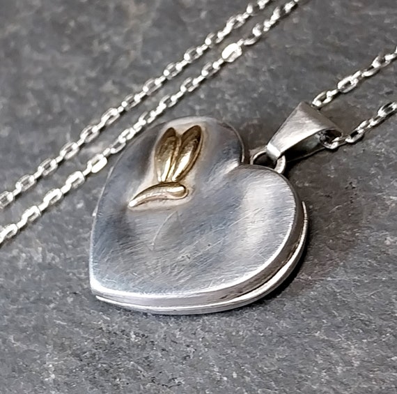 Silver & 9ct Gold Heart Locket - Friends Forever … - image 3