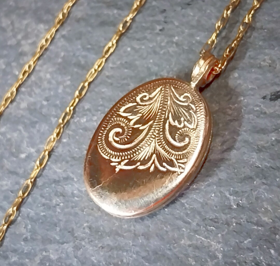 Pure Locket Chain Vintage 9ct GOLD Small OVAL LOCKET on 18 Chain 1.7g - Etsy