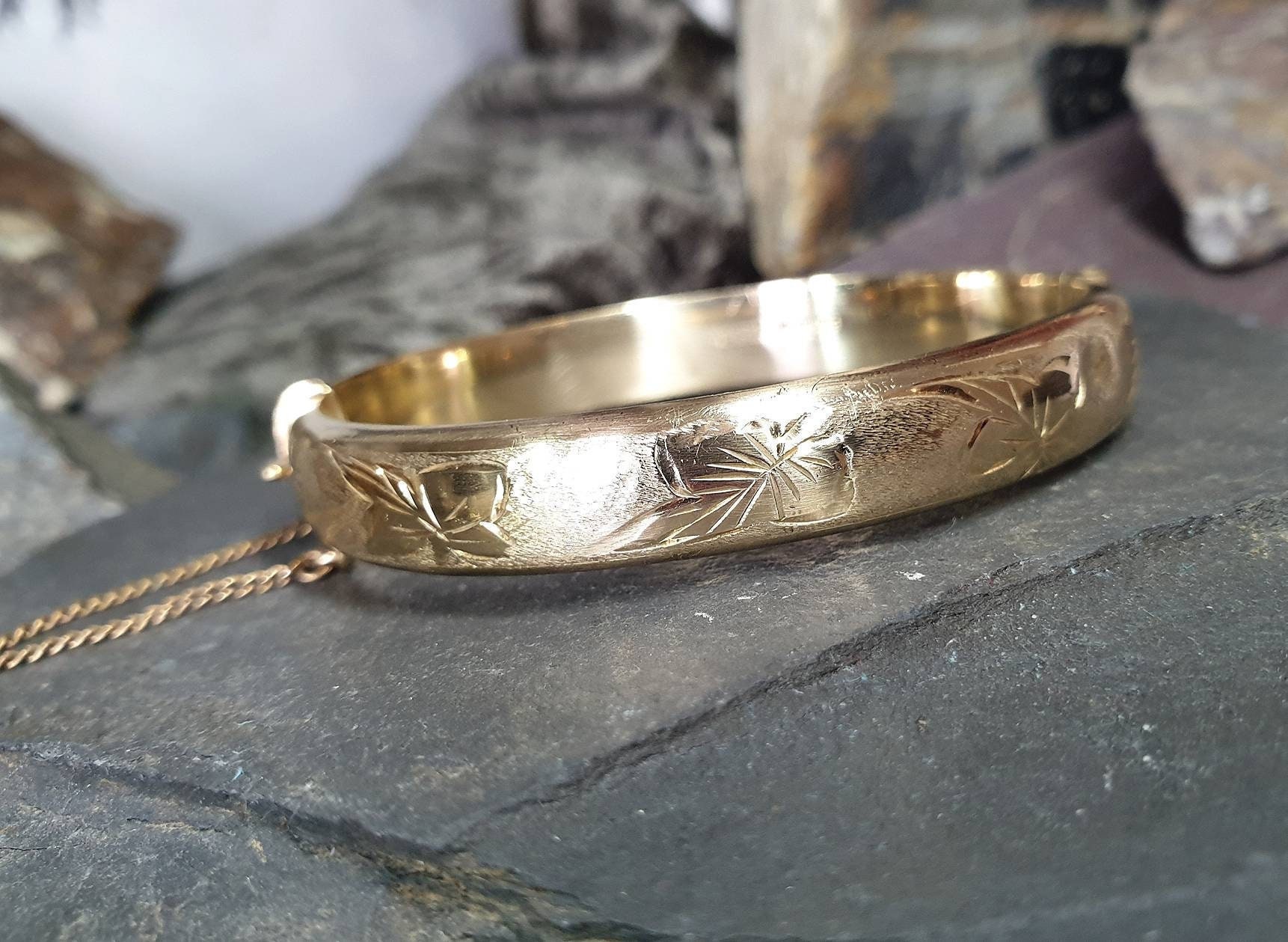 Vintage 12ct Rolled GOLD BANGLE BRACELET Excalibur 13.1g Etsy