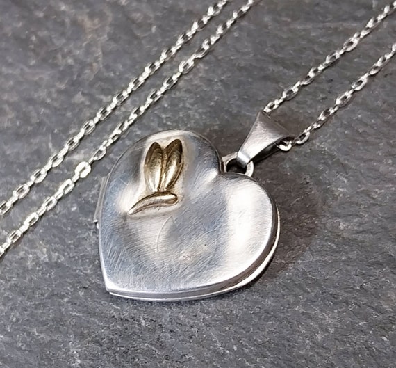 Silver & 9ct Gold Heart Locket - Friends Forever … - image 1