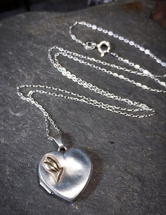 Silver & 9ct Gold Heart Locket - Friends Forever … - image 2