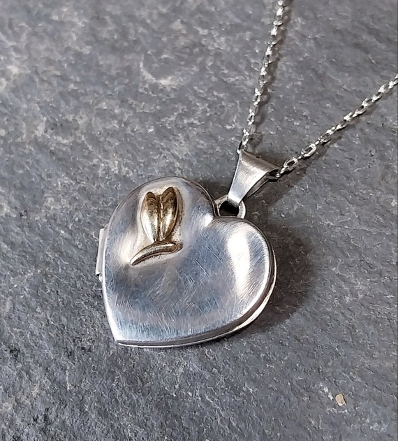 Silver & 9ct Gold Heart Locket - Friends Forever … - image 8