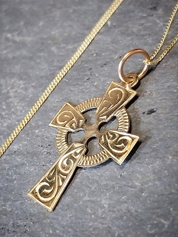 Buy 9ct GOLD CELTIC CROSS Necklace With 18 Gold Chain Online in India Etsy