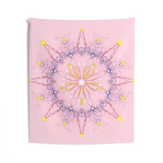 Bohemian Pink Mandala Wall Tapestry, Home Decor, Wall Art, Bedroom Aesthetic, Meditation Space, Gift Idea