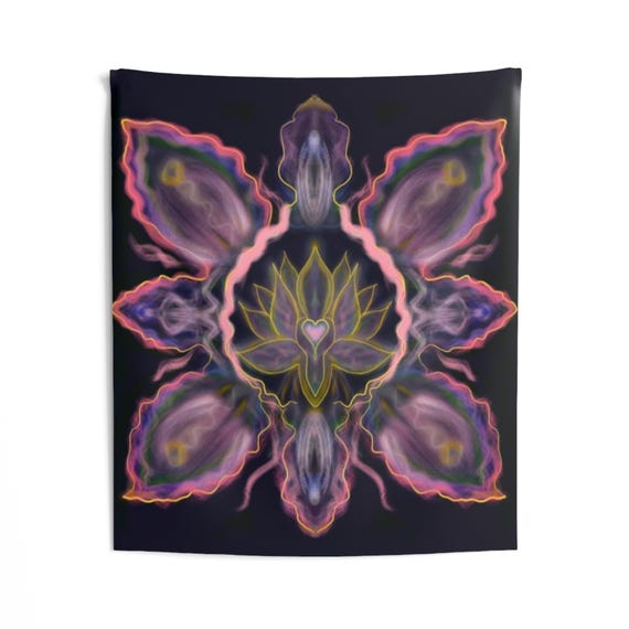 Bohemian Lotus Wall Tapestry - Vibrant Psychedelic Music Festival Tapestry