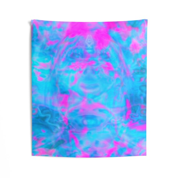 Trippy Pink And Blue Psychedelic Tapestry