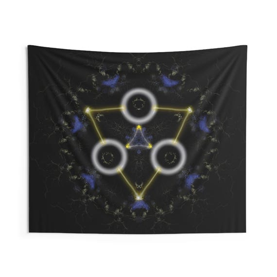 Triangle UFO, Tapestry, Bohemian Home Decor, Chakra Art, Yoga Studio Wall Hanging, Spiritual Room Aesthetic