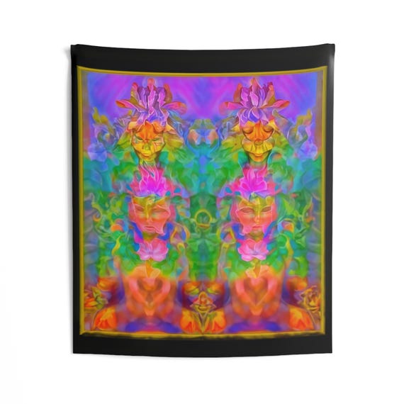 Vibrant Bohemian Indoor Wall Tapestry, Colorful Home Decor, Boho Wall Hanging, Festival Art, Ethereal Wall Decor, Gift for Art Lovers